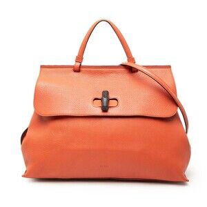 Pre-Loved Gucci Large Leather Bamboo Daily Satchel